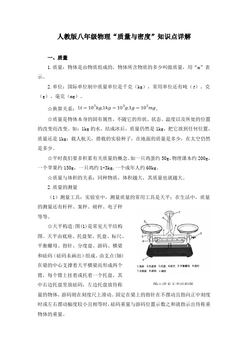 人教版八年级物理”质量与密度“知识点详解