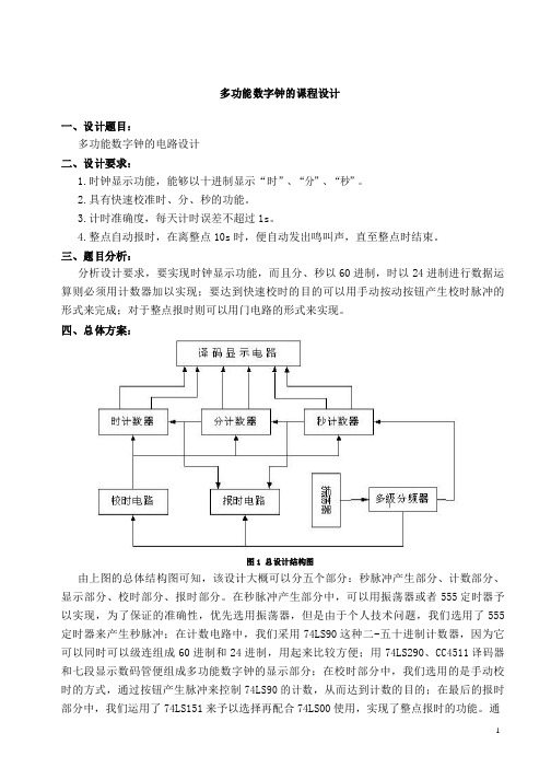 数字钟课程设计报告