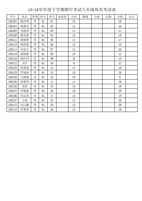 15-16下学期七八年级期中考试安排表
