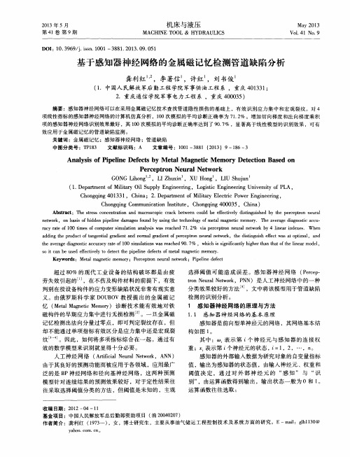 基于感知器神经网络的金属磁记忆检测管道缺陷分析
