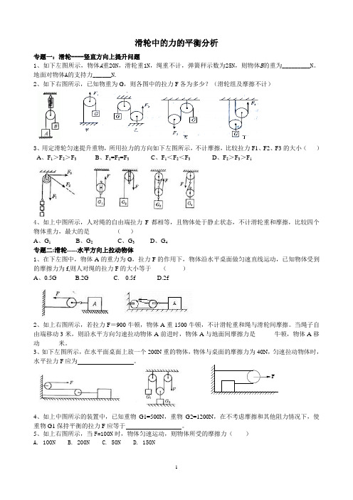 滑轮中的力的平衡分析