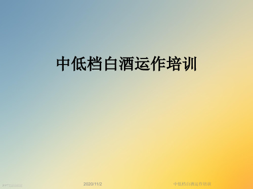 中低档白酒运作培训