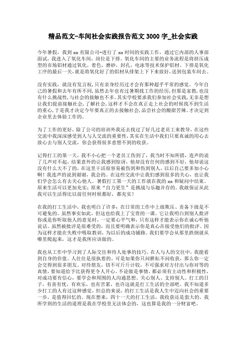 精品范文-车间社会实践报告范文3000字