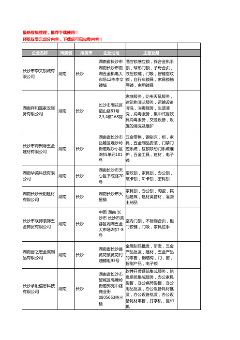 新版湖南省家具锁工商企业公司商家名录名单联系方式大全21家