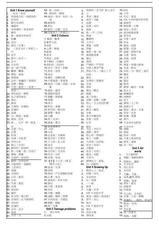 苏教版9A单词表(默写用)