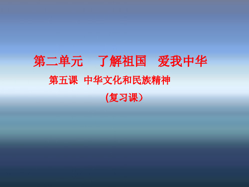 九年级政治中华文化和民族精神