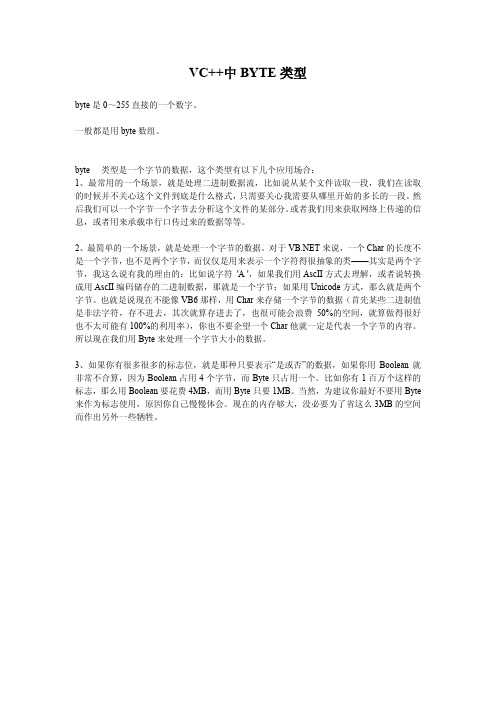 VC++中BYTE类型