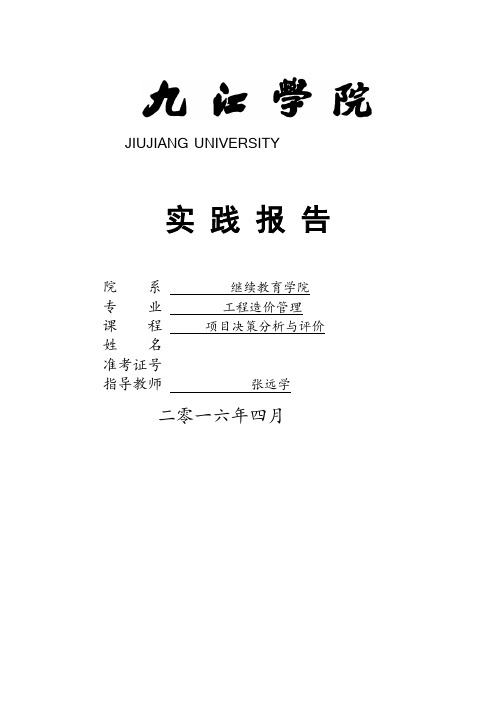项目决策分析与评价