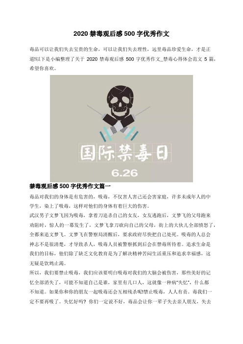 2020禁毒观后感500字优秀作文