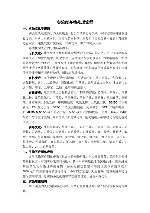 试验废弃物处理流程试验室化学废液试验室废液主要分为无机废