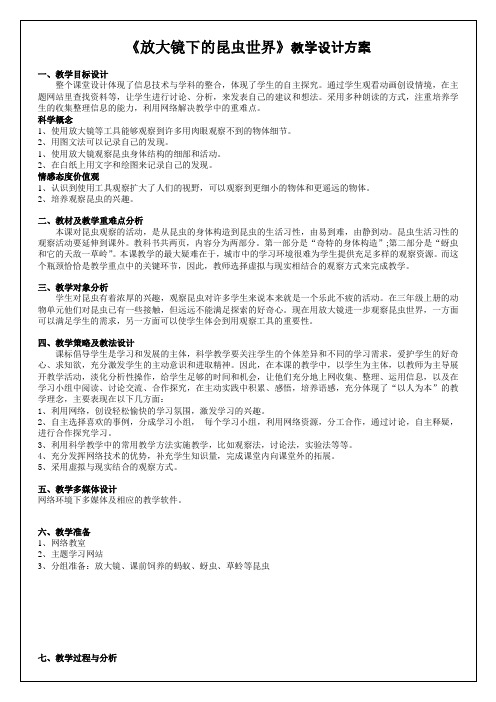 《放大镜下的昆虫》教学设计方案