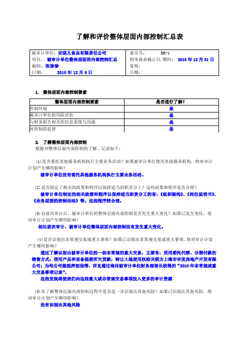 了解和评价内控