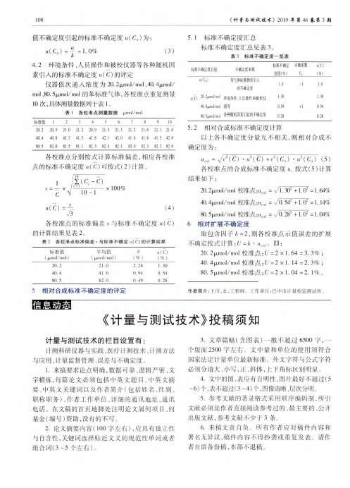 《计量与测试技术》投稿须知