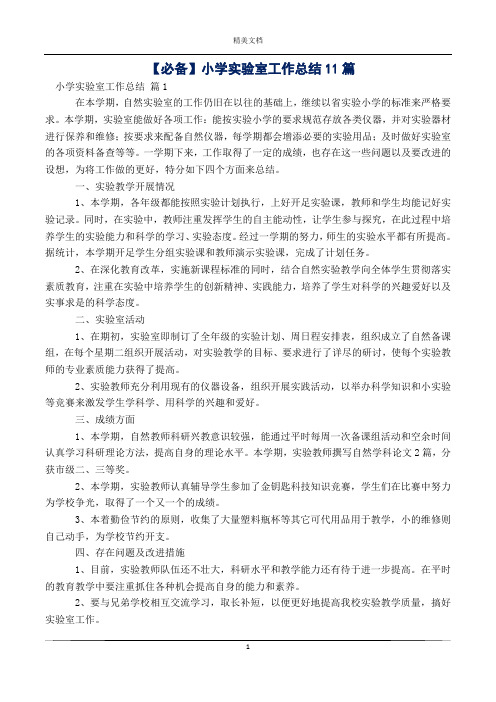 小学实验室工作总结11篇