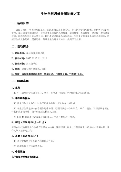 生物学科思维导图比赛方案
