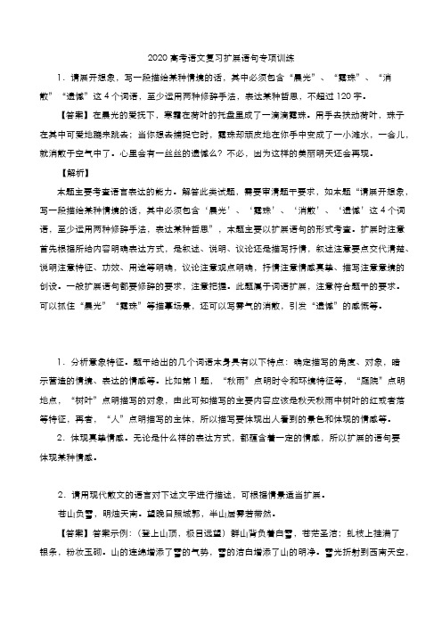 2020年高考语文复习扩展语句专项训练pdf