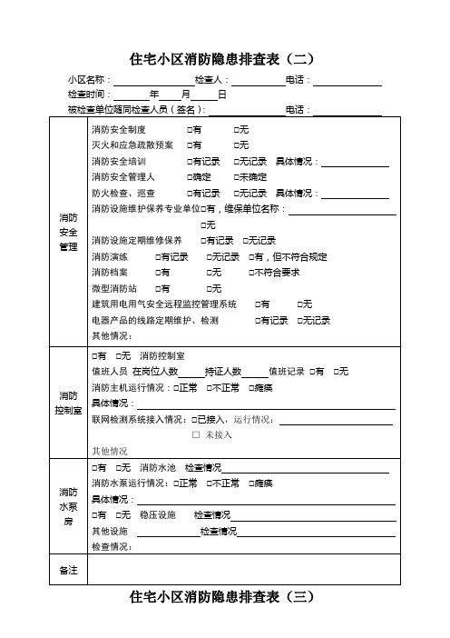 住宅小区消防隐患排查表