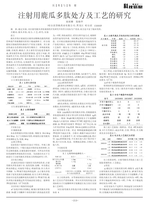 注射用鹿瓜多肽处方及工艺的研究