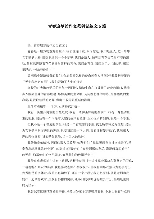 青春追梦的作文范例记叙文5篇