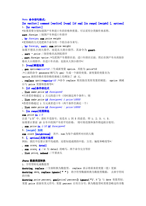 Stata命令整理