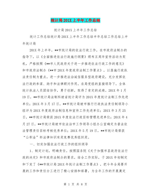 统计局201X上半年工作总结