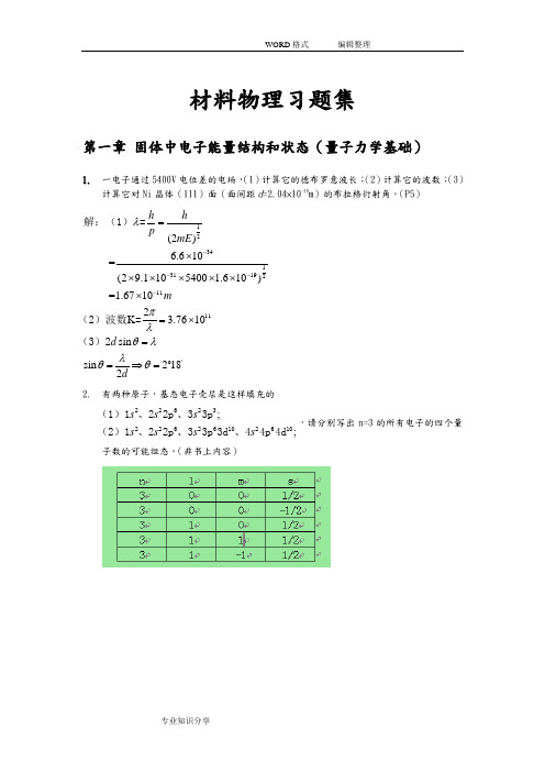 材料物理性能课后习题答案解析北航出版社田莳主编