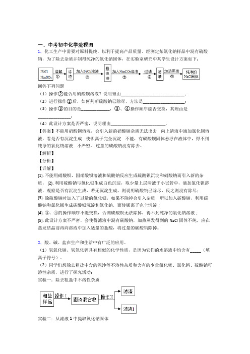 2020-2021化学二模试题分类汇编——流程图综合及答案