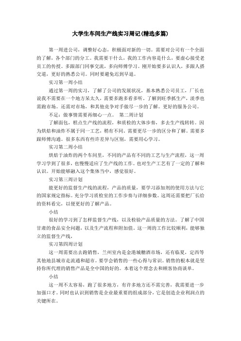 大学生车间生产线实习周记(精选多篇)