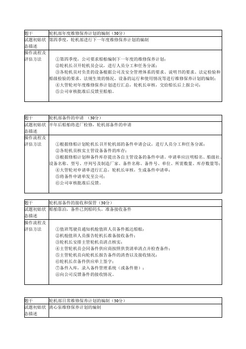机舱资源管理“计划的编制与实施”试卷答案