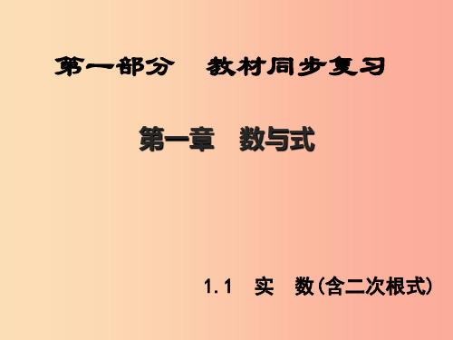 陕西专版中考数学新突破复习第一部分教材同步复习第一章数与式1.1实数含二次根式课件PPT