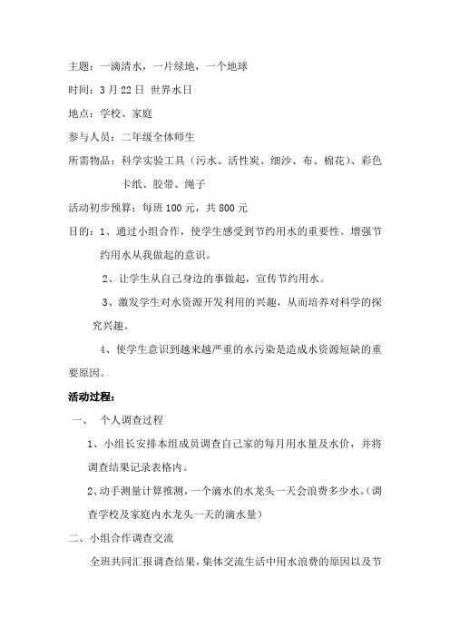 一滴清水、一片绿地、一个地球