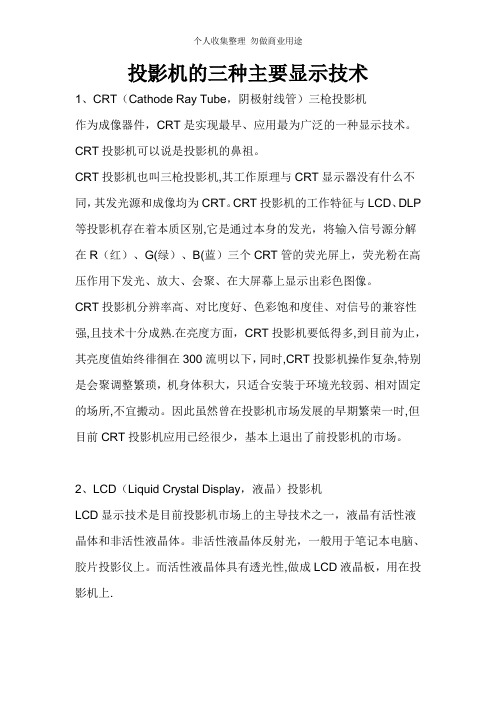投影机的三种主要显示技术