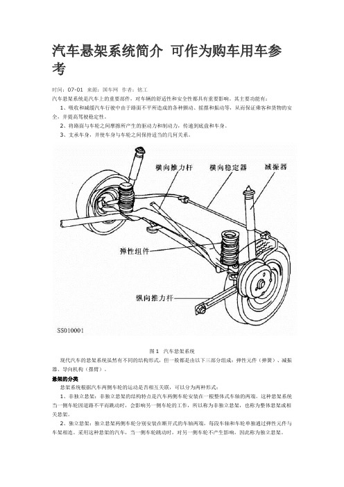 汽车悬架系统简介 可作为购车用车参考