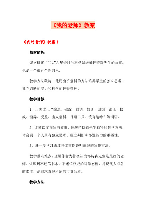 《我的老师》教案