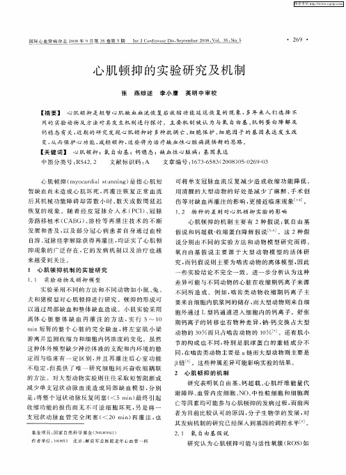 心肌顿抑的实验研究及机制