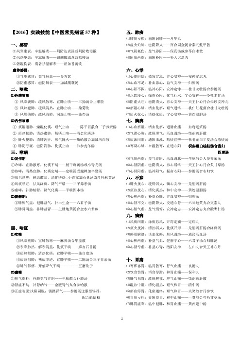 【2016技能】【中医常见病证57种】【可打印背诵】