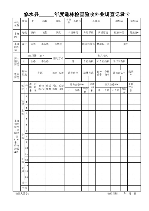 造林检查验收外业调查记录卡