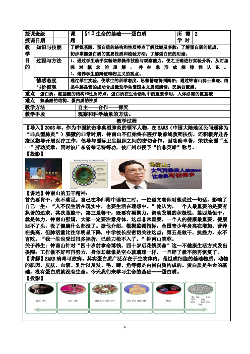 §1.3生命的基础——蛋白质
