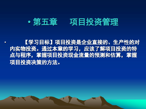 财务管理第05项目投资管理