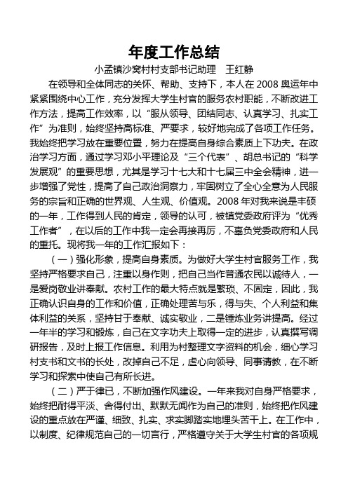 2008年度工作总结