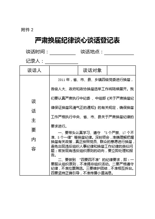 谈心谈话登记表