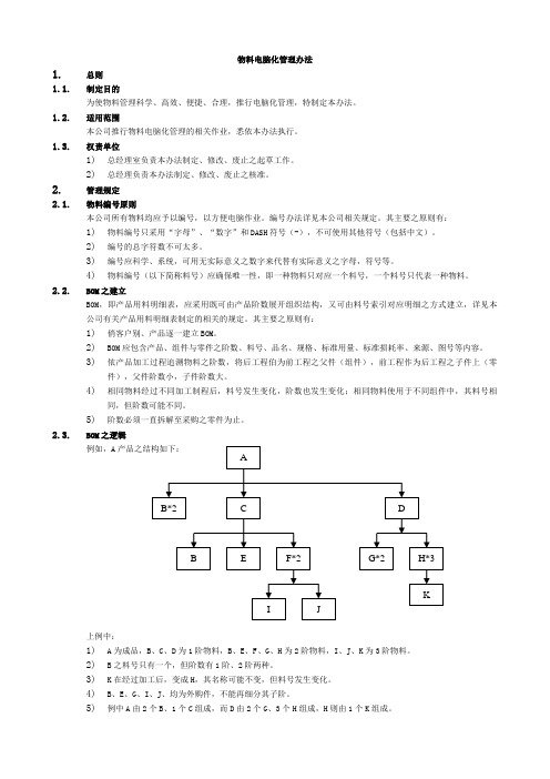 物料电脑化管理办法物料编号与BOM建议方法做账步骤