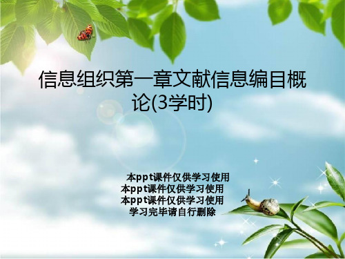 信息组织第一章文献信息编目概论(3学时)