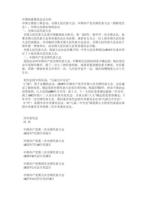 中国重要的会议介绍