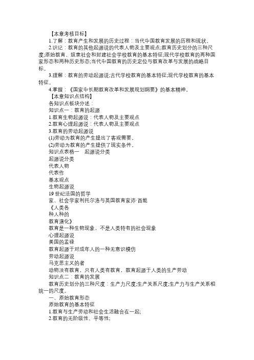 北京教师资格教育学考点归纳记忆：第一章教育的产生和发展
