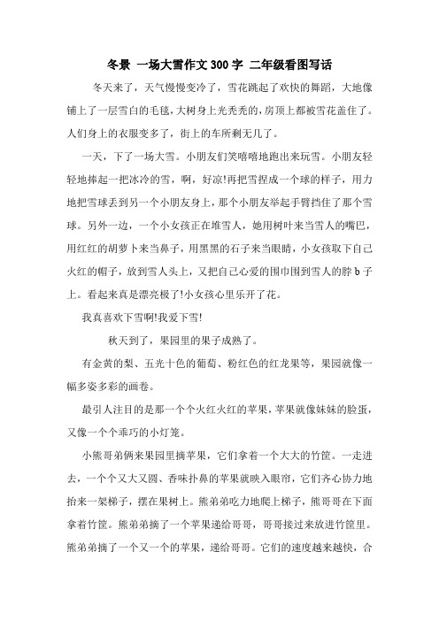 冬景 一场大雪作文300字 二年级看图写话