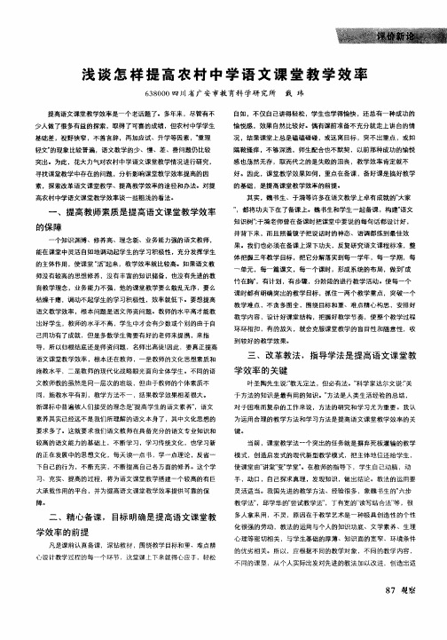 浅谈怎样提高农村中学语文课堂教学效率