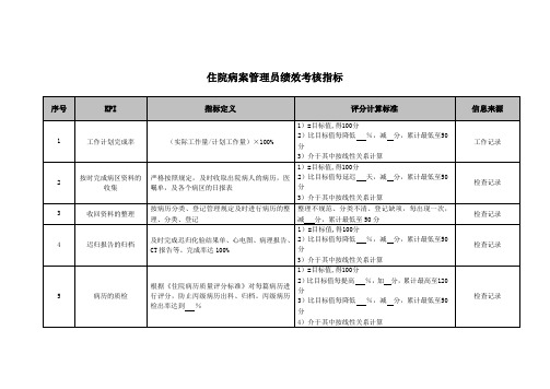 医院住院病案管理员绩效考核指标.