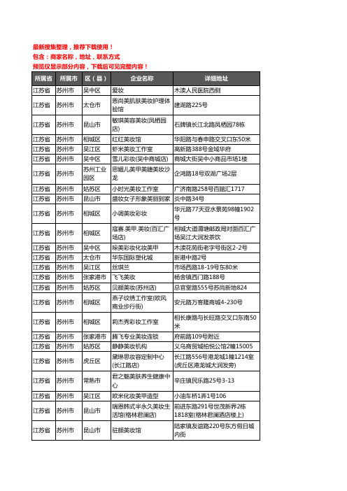 新版江苏省苏州市彩妆企业公司商家户名录单联系方式地址大全473家