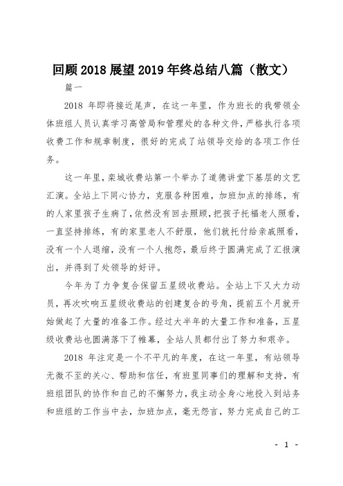 回顾2018展望2019年终总结八篇(散文)